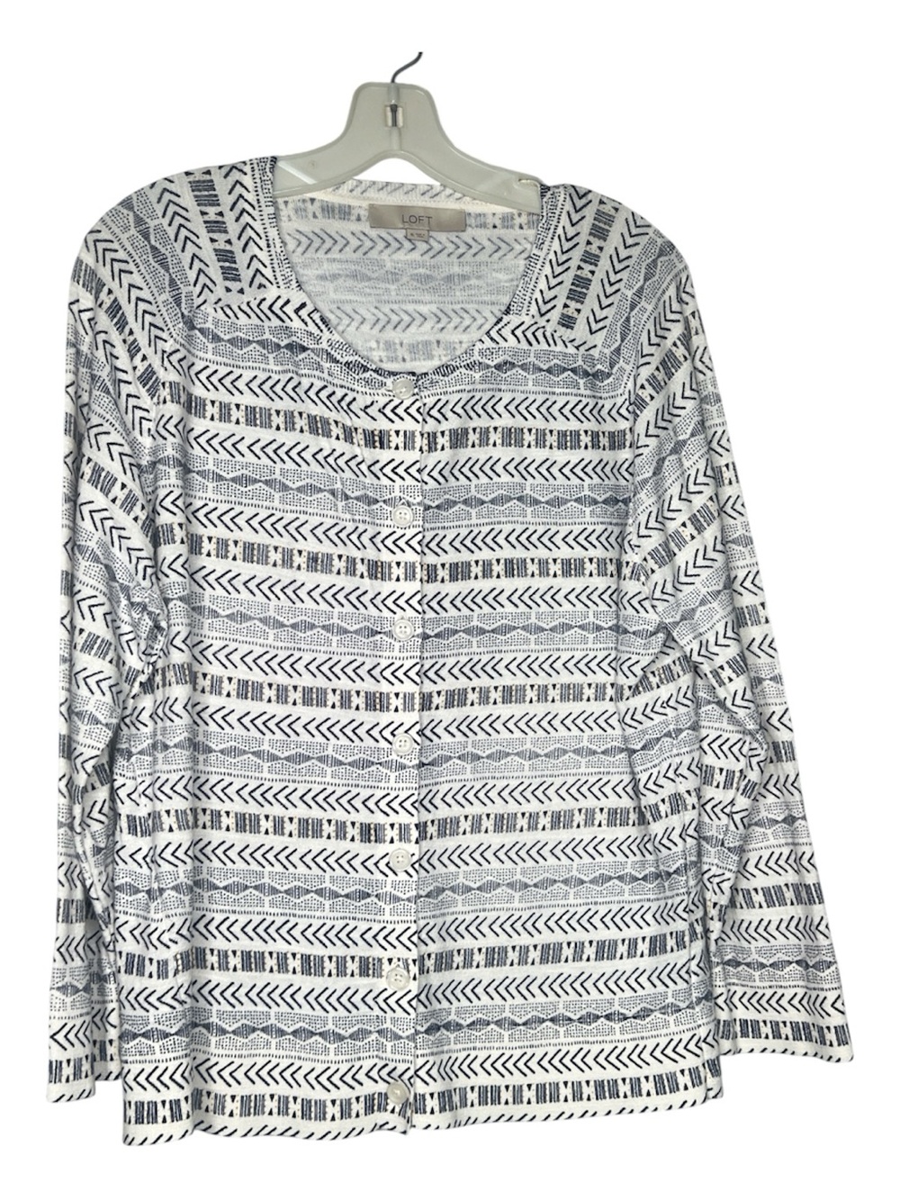 Loft Sweater XL Cotton Lightweight Button Front Tribal Casual Summer Soft